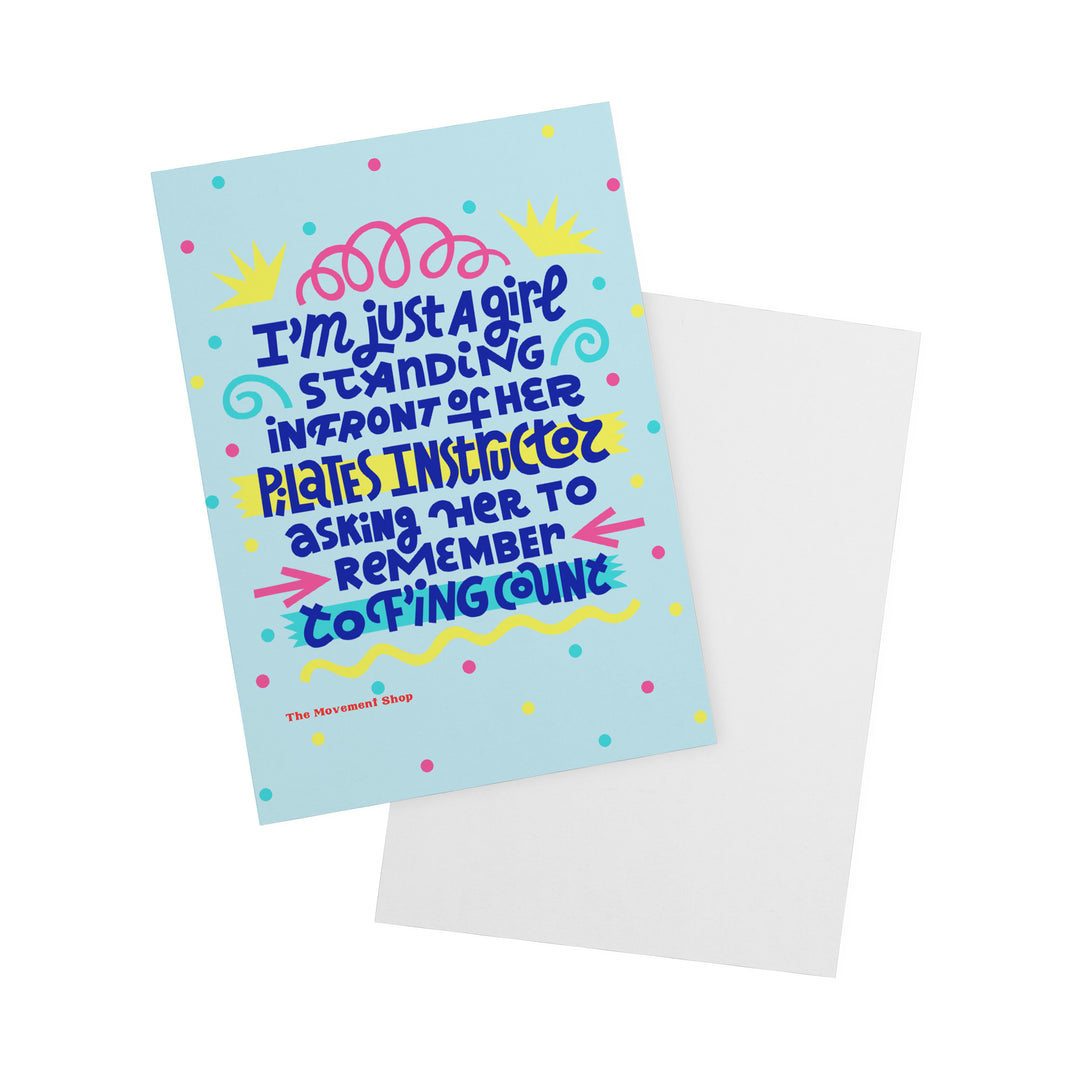 Asking Her To Count Pilates Notecard (Light Blue)