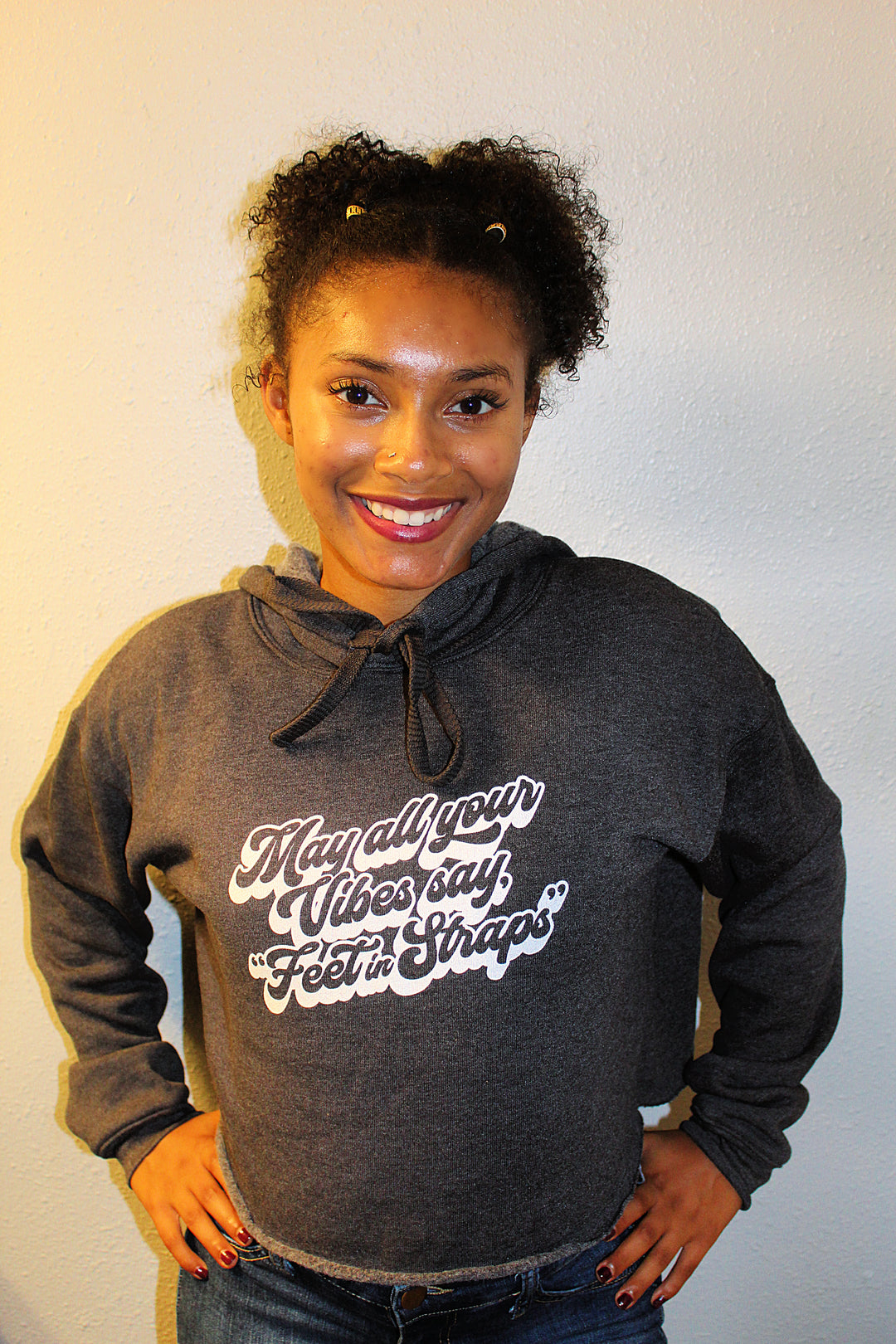 Feet In Straps Vibes Crop Hoodie