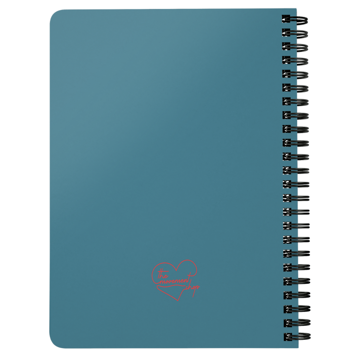 Back of turquoise notebook spiralbound