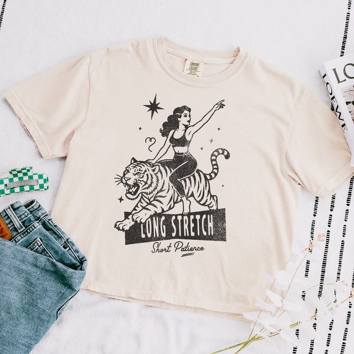 Long Stretch Short Patience Mid Length Cropped T-Shirt