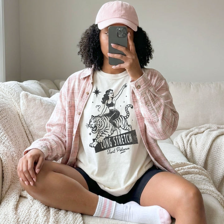 Long Stretch Short Patience Mid Length Cropped T-Shirt