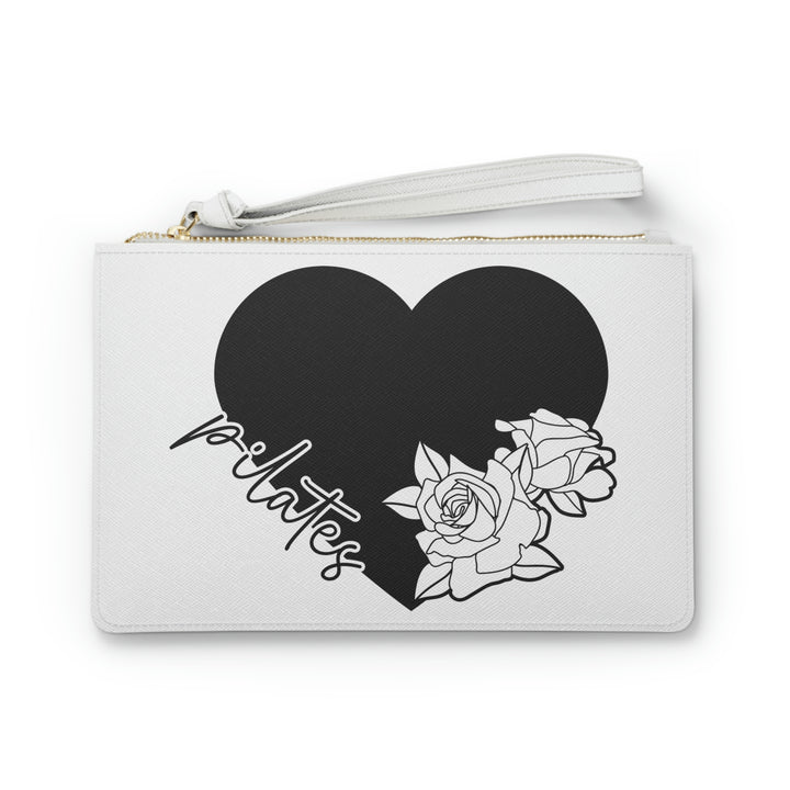 Pilates Heart + Rose (Black) Clutch Bag