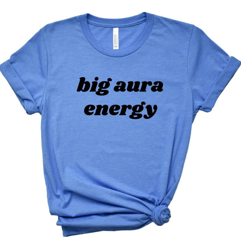Heather Columbia Unisex Crewneck T-Shirt that says "Big Aura Energy"